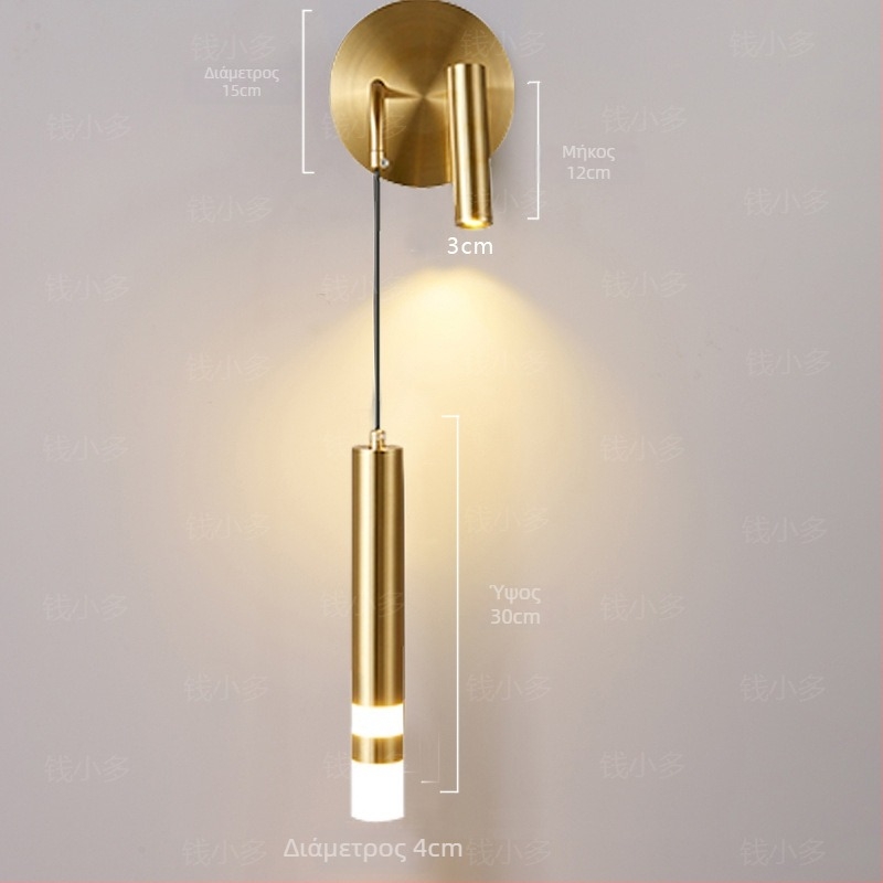 Λαμπτήρας τοίχου υπνοδωματίου σε στιλ light luxury, ακρυλικό κάλυμμα, μοντέρνος μινιμαλισμός, σκανδιναβικός σχεδιασμός, λαμπτήρας ανάγνωσης