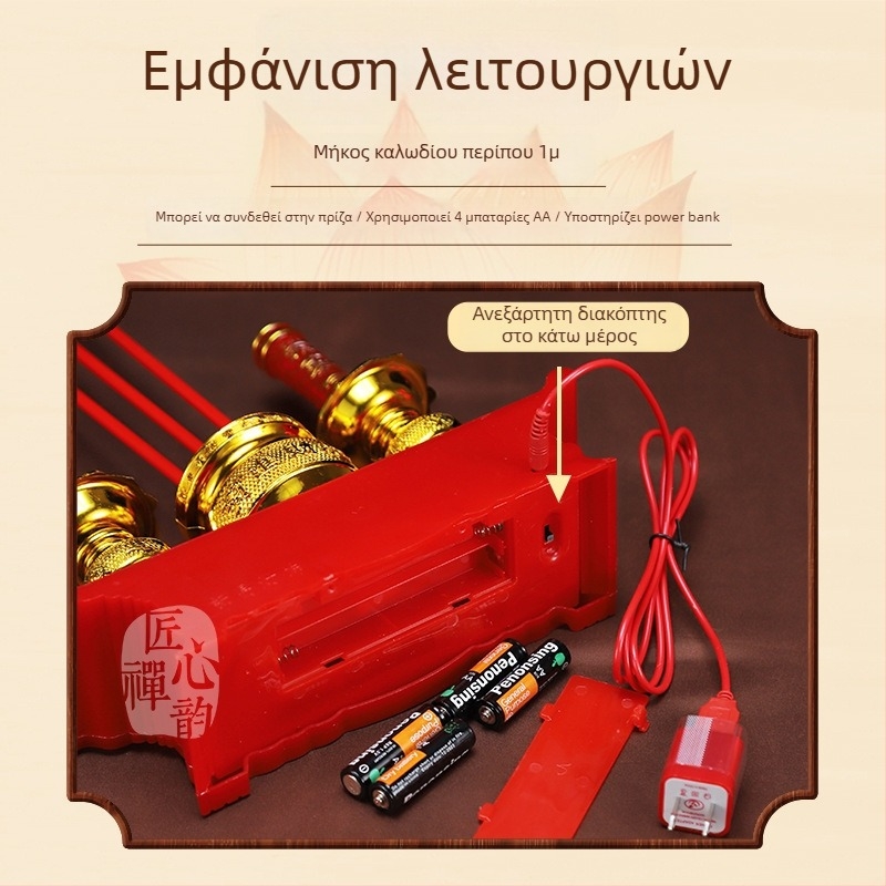 Ηλεκτρική LED λάμπα Βούδα για προσευχές — επιτραπέζιος δέκτης Tealight με τροφοδοσία από το ρεύμα για οικιακή χρήση