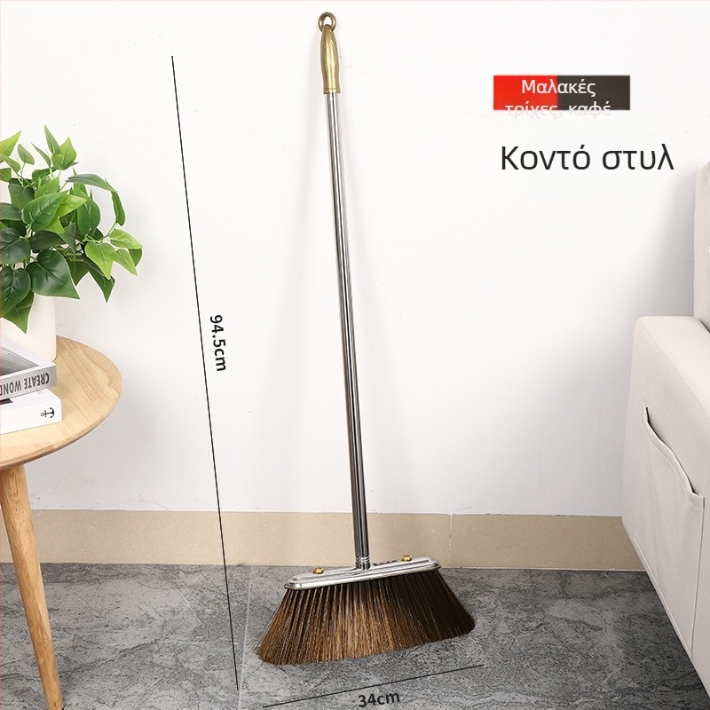 Ανοξείδωτη σκούπα με μακριά λαβή για οικιακή χρήση, με μαλακές τρίχες