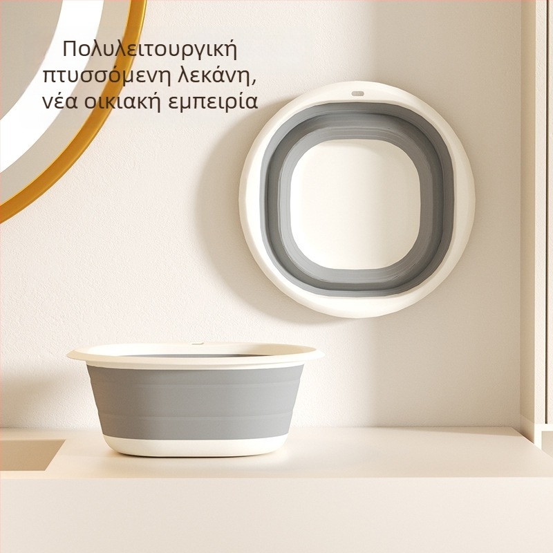 Πτυσσόμενη λεκάνη πλυσίματος προσώπου και πιάτων, φορητή πλαστική λεκάνη με ενισχυμένο υλικό, τηλεσκοπική κατασκευή