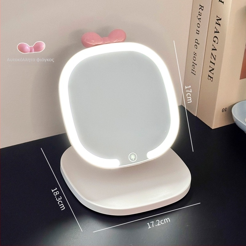 HD καθρέφτης μακιγιάζ LED με φωτισμό τριών χρωμάτων, με χώρο αποθήκευσης, επιτραπέζιος καθρέφτης ομορφιάς για το υπνοδωμάτιο
