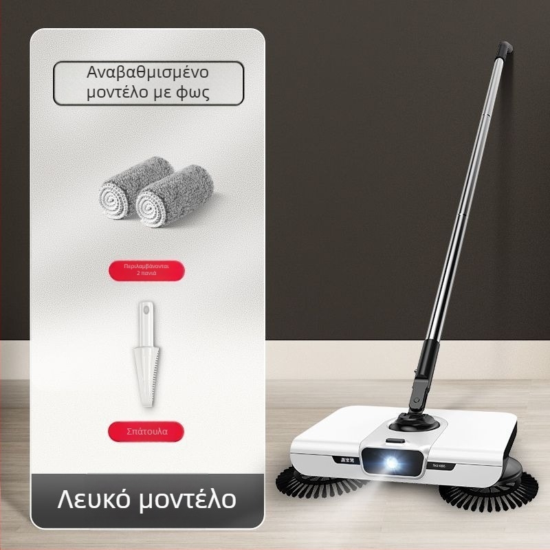 Σετ χειροκίνητης σκούπας δαπέδου με κάδο για οικιακή χρήση, βούρτσα με νερό και σφουγγάρι — όλα σε ένα εργαλείο καθαρισμού σε ρομποτικό στυλ