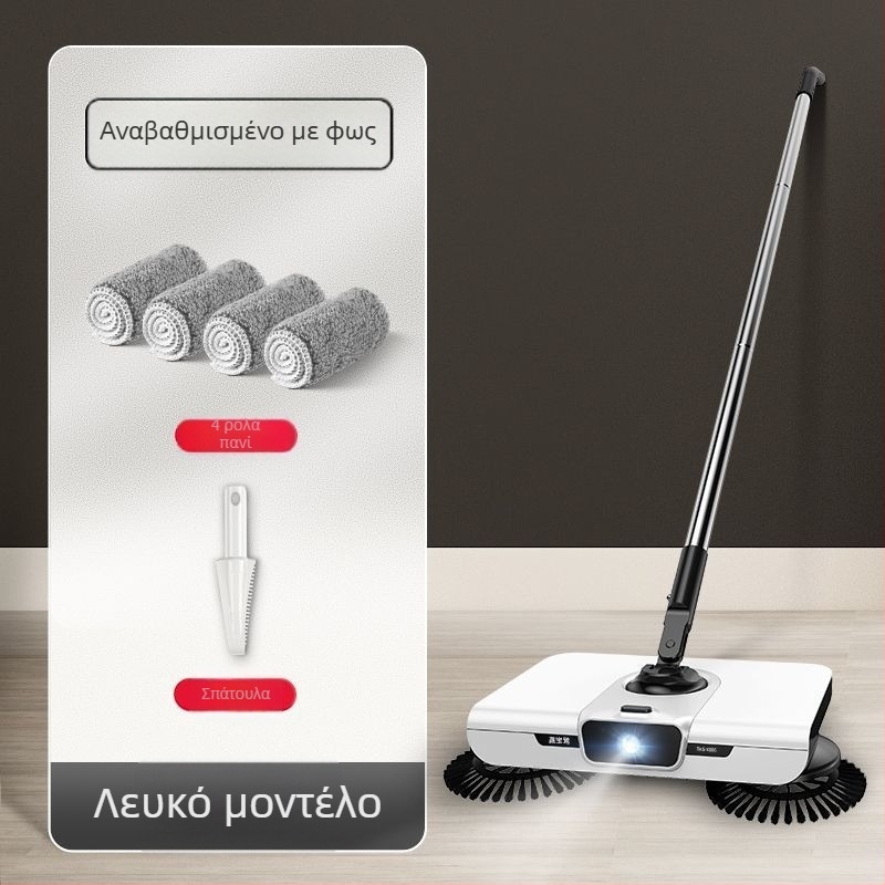 Σετ χειροκίνητης σκούπας δαπέδου με κάδο για οικιακή χρήση, βούρτσα με νερό και σφουγγάρι — όλα σε ένα εργαλείο καθαρισμού σε ρομποτικό στυλ