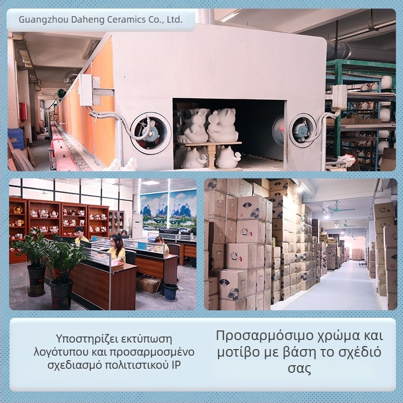 8-ιντσών κεραμικός κουμπαράς με γάτα-τυχερή, για γραφείο και διακόσμηση εισόδου
