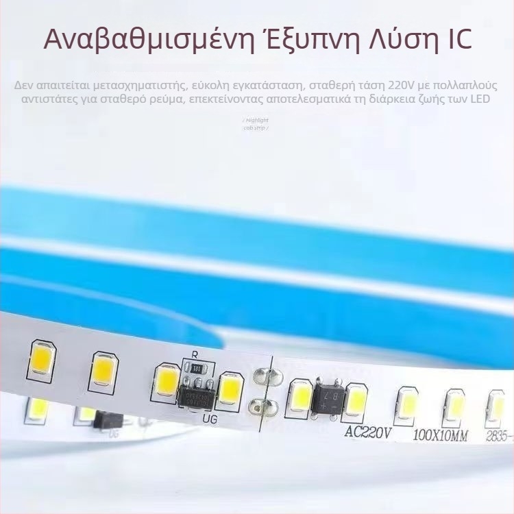 LED λωρίδα 220V για εξωτερικούς χώρους, αδιάβροχο γραμμικό φωτιστικό οροφής για σαλόνι