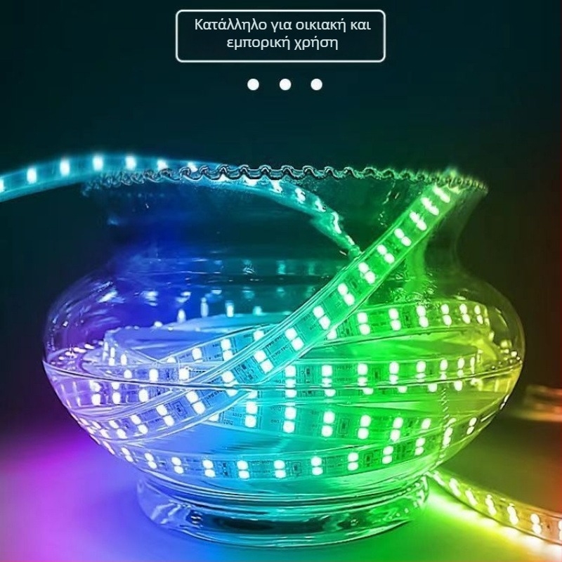 RGB LED λωρίδα με αλλαγή χρώματος, αδιάβροχη 220V για οικιακή και εξωτερική χρήση, φωτισμός ατμόσφαιρας νέον