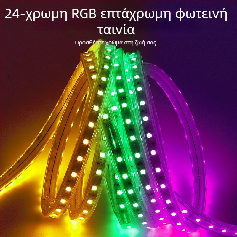 RGB LED λωρίδα με αλλαγή χρώματος, αδιάβροχη 220V για οικιακή και εξωτερική χρήση, φωτισμός ατμόσφαιρας νέον