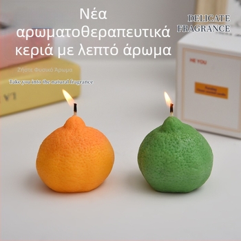 Κερί λεμονιού από κερί σόγιας, χειροποίητο, σε μορφή φρούτου – λεμόνι