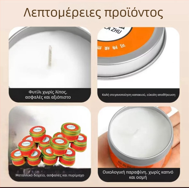 Κερί έκτακτης ανάγκης χωρίς καπνό σε μεταλλικό κουτί, κατάλληλο για οικιακή και εξωτερική χρήση, ανθεκτικό στον άνεμο για επιβίωση