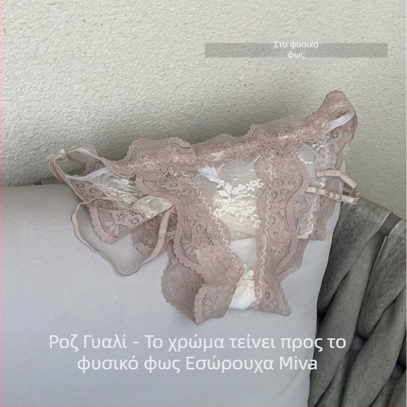 Γυναικείες δαντελένιες εσώρουχες με διαπεραστικό πλέγμα, γαλλικού στυλ, σέξι και άνετες, με βαμβακερή επένδυση στο καβάλο