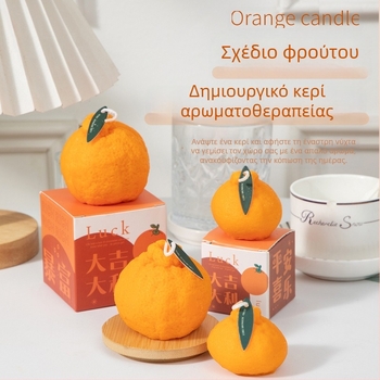 Χειροποίητο αρωματικό κερί πορτοκαλιού, σε μορφή φρούτου, με μείγμα από σόγια