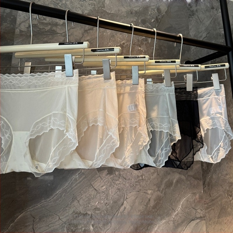 Γυναικείοι εσώρουχοι από Ice Silk, μεσαίας μέσης, ultra-thin, διαπνέοντες, δαντέλα, επένδυση Modal, εκτεταμένος καβάλος