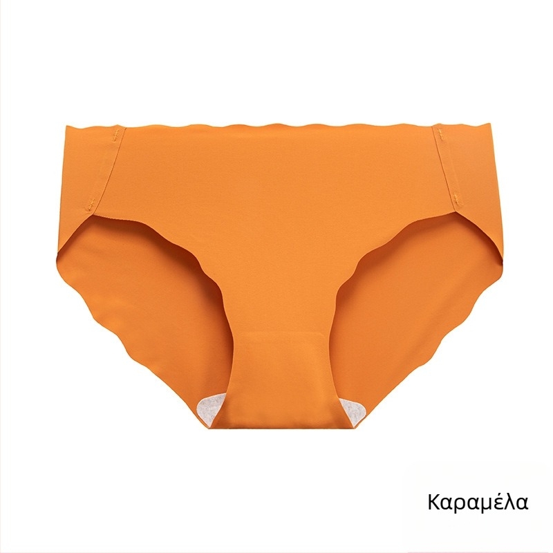 Κοριτσίστικο εσώρουχο από ice silk με κυματιστό τελείωμα, χαμηλή μέση, χωρίς ραφές, μονόχρωμο, αντιβακτηριακό, επένδυση καβάλου από βαμβάκι