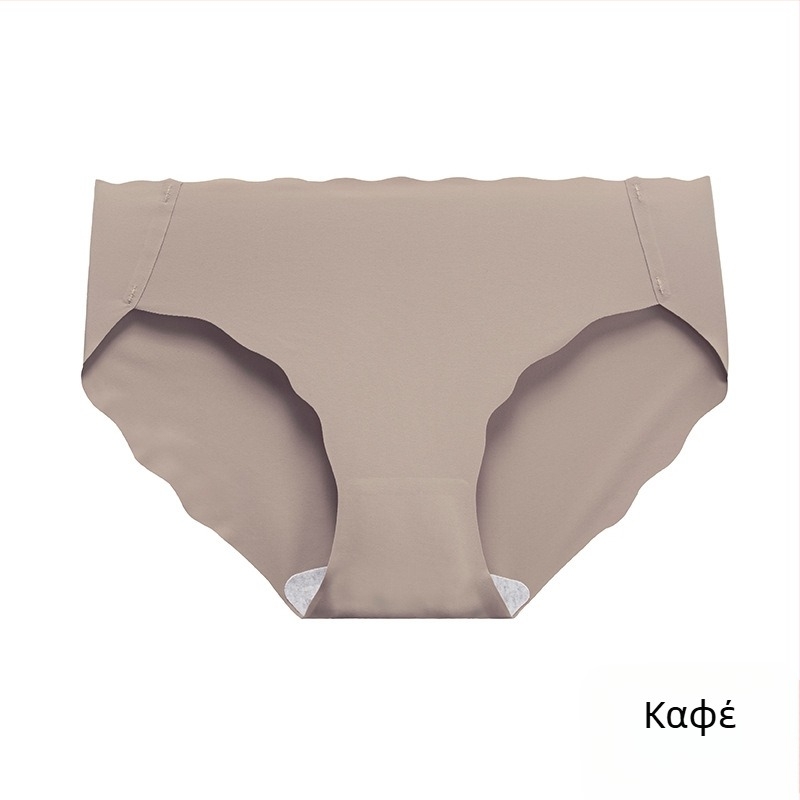 Κοριτσίστικο εσώρουχο από ice silk με κυματιστό τελείωμα, χαμηλή μέση, χωρίς ραφές, μονόχρωμο, αντιβακτηριακό, επένδυση καβάλου από βαμβάκι