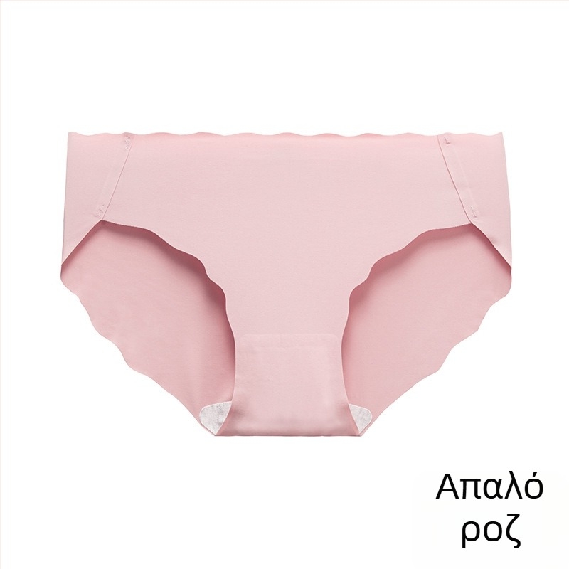Κοριτσίστικο εσώρουχο από ice silk με κυματιστό τελείωμα, χαμηλή μέση, χωρίς ραφές, μονόχρωμο, αντιβακτηριακό, επένδυση καβάλου από βαμβάκι