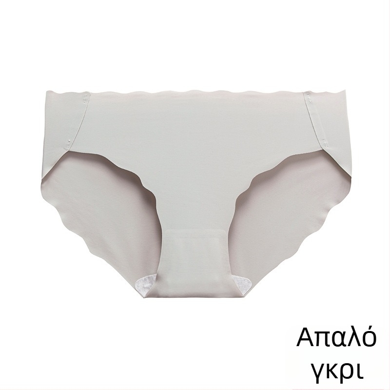 Κοριτσίστικο εσώρουχο από ice silk με κυματιστό τελείωμα, χαμηλή μέση, χωρίς ραφές, μονόχρωμο, αντιβακτηριακό, επένδυση καβάλου από βαμβάκι