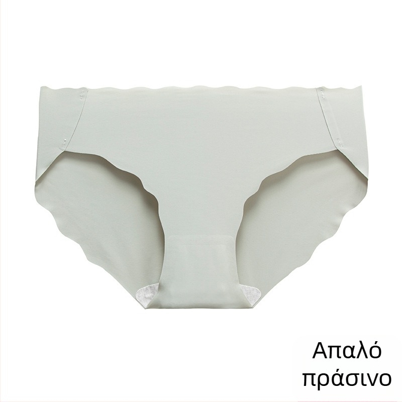 Κοριτσίστικο εσώρουχο από ice silk με κυματιστό τελείωμα, χαμηλή μέση, χωρίς ραφές, μονόχρωμο, αντιβακτηριακό, επένδυση καβάλου από βαμβάκι