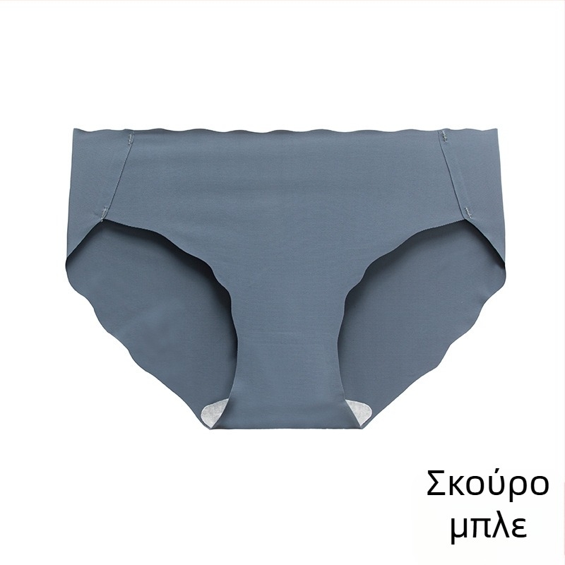 Κοριτσίστικο εσώρουχο από ice silk με κυματιστό τελείωμα, χαμηλή μέση, χωρίς ραφές, μονόχρωμο, αντιβακτηριακό, επένδυση καβάλου από βαμβάκι