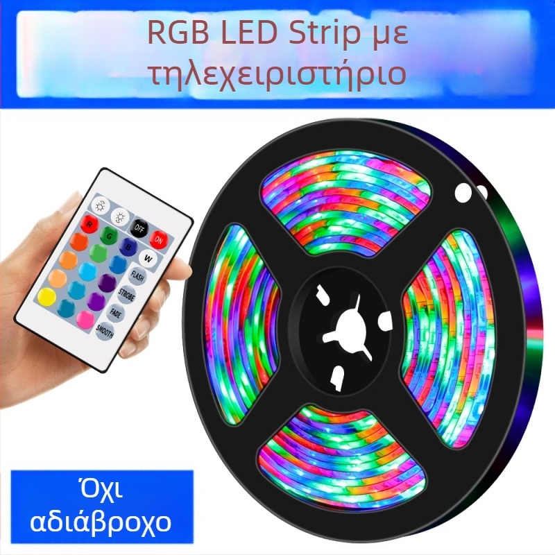 RGB LED ταινία φωτισμού με τηλεχειριστήριο, 16 χρωμάτων, αδιάβροχη, USB διακοσμητική εύκαμπτη λωρίδα