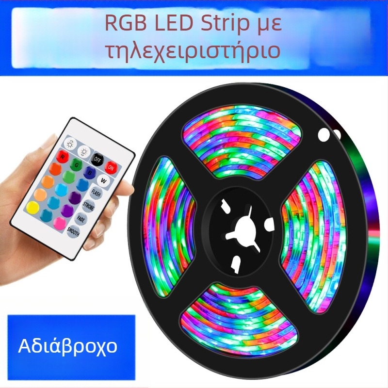 RGB LED ταινία φωτισμού με τηλεχειριστήριο, 16 χρωμάτων, αδιάβροχη, USB διακοσμητική εύκαμπτη λωρίδα