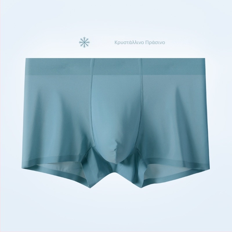 Ανδρικά boxer briefs χωρίς ραφές από ice silk με μετάξι mulberry, 7A αντιβακτηριακά, λεπτά για άνοιξη-καλοκαίρι