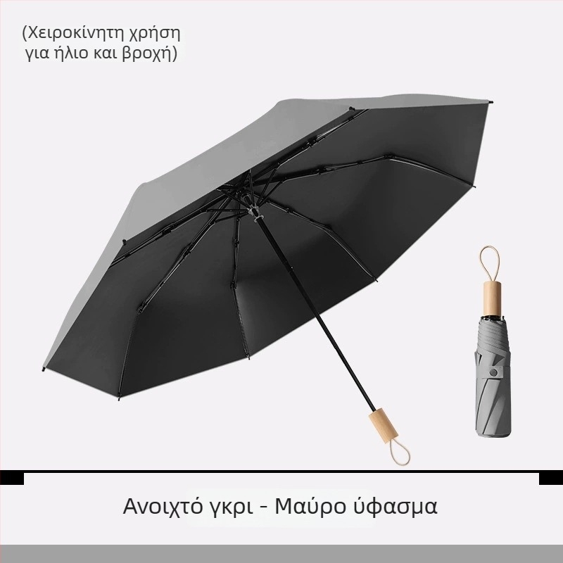 Αναδιπλούμενη γυναικεία μίνι ομπρέλα σε μαύρο βινύλιο, μονόχρωμη, διπλής χρήσης ήλιος και βροχή, αυτόματη ομπρέλα με προσαρμοσμένο λογότυπο