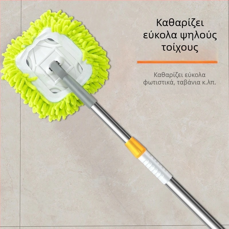 Chenille mop για οικιακή καθαριότητα, αφαίρεση σκόνης, σκούπισμα δαπέδων, καθάρισμα τοίχων και οροφών, διπλής χρήσης στεγνό και βρεγμένο καθάρισμα, για ξύλινες επιφάνειες