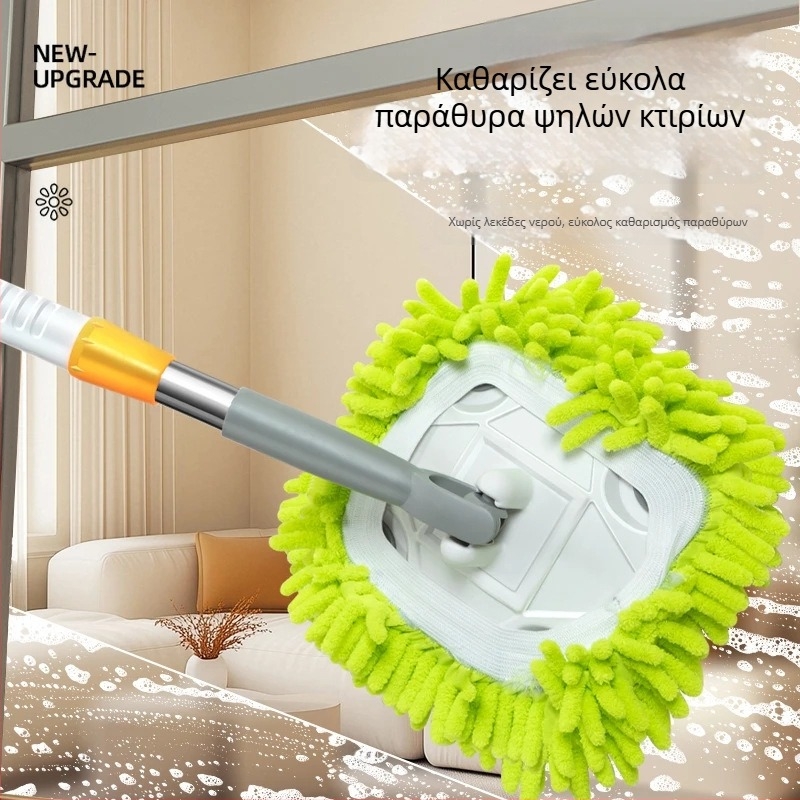 Chenille mop για οικιακή καθαριότητα, αφαίρεση σκόνης, σκούπισμα δαπέδων, καθάρισμα τοίχων και οροφών, διπλής χρήσης στεγνό και βρεγμένο καθάρισμα, για ξύλινες επιφάνειες
