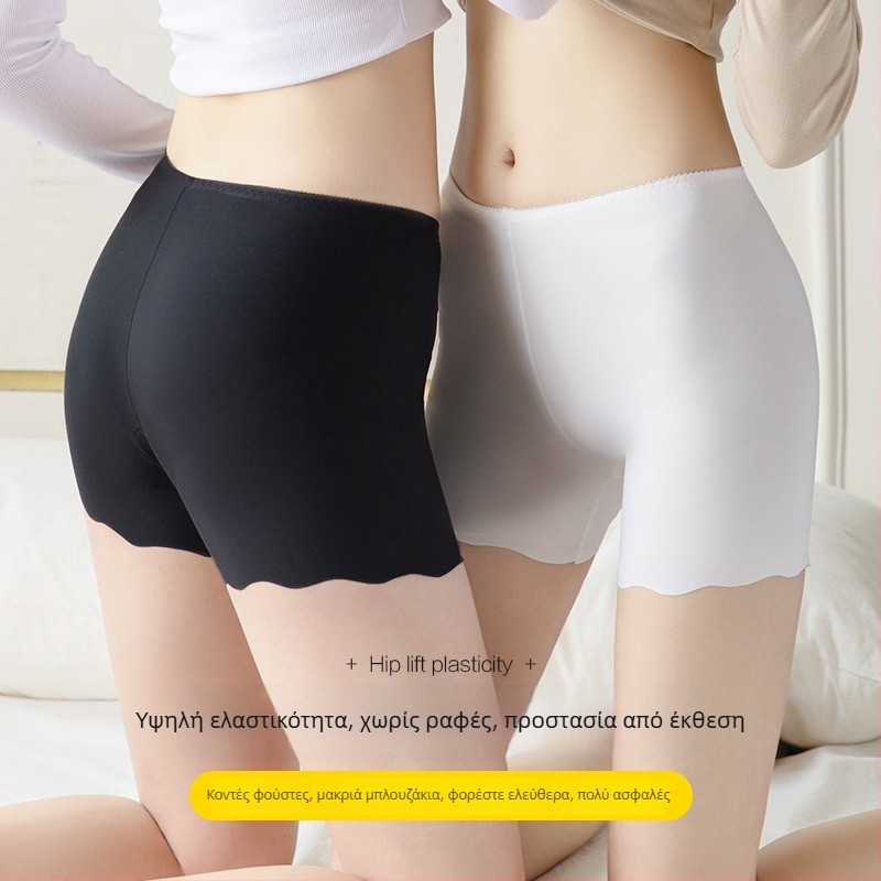 Καλοκαιρινά γυναικεία σορτς Ice Silk, δαντελωτά κολάν, μήκος 3/4, μεγάλο μέγεθος, χωρίς ραφές, αντιδιαφανές