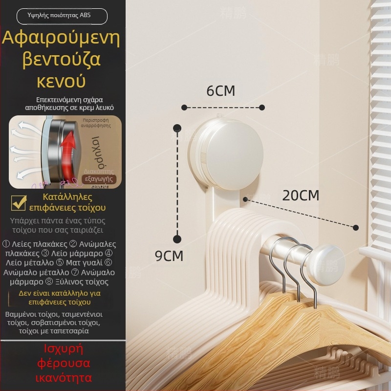 Κρεμάστρα τοίχου με βεντούζα, τηλεσκοπική και οργανωτής για ρούχα