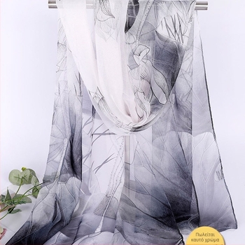 Lotus Georgette μεσαίου μήκους φουλάρι, εκτυπωμένο, 50×160 cm, καλοκαιρινή προστασία από τον ήλιο, θερμομόνωση, μαμά στυλ, κατάλληλο για χορό, ταιριάζει με όλα