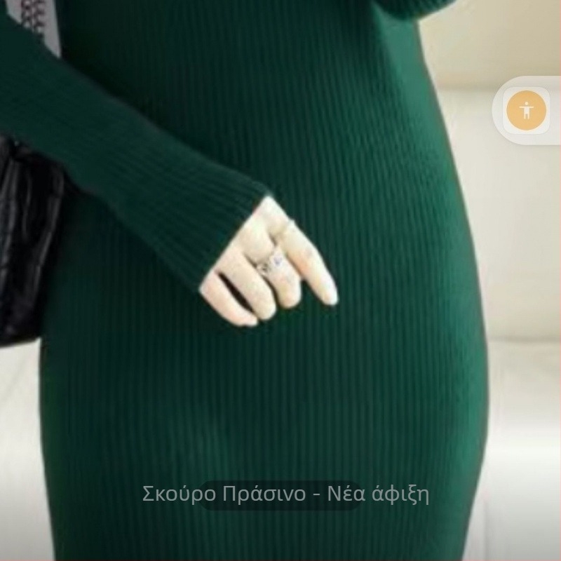 Κασμίρ μακρύ φόρεμα μέχρι το γόνατο, plus size, εφαρμοστό σχέδιο, μακρύ μήκος, πλεκτή μαλλί, χωρίς σιδέρωμα