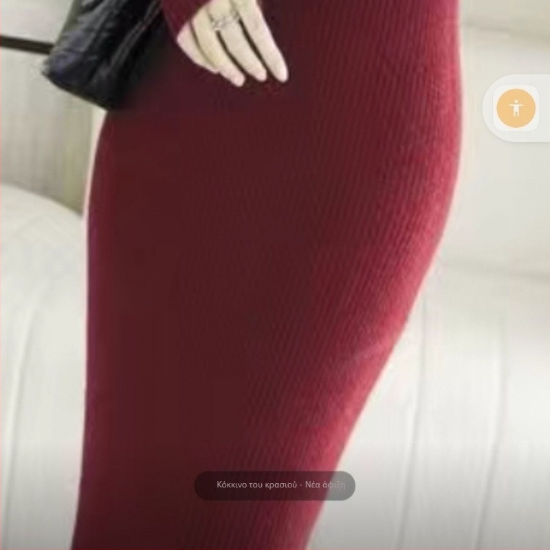 Κασμίρ μακρύ φόρεμα μέχρι το γόνατο, plus size, εφαρμοστό σχέδιο, μακρύ μήκος, πλεκτή μαλλί, χωρίς σιδέρωμα