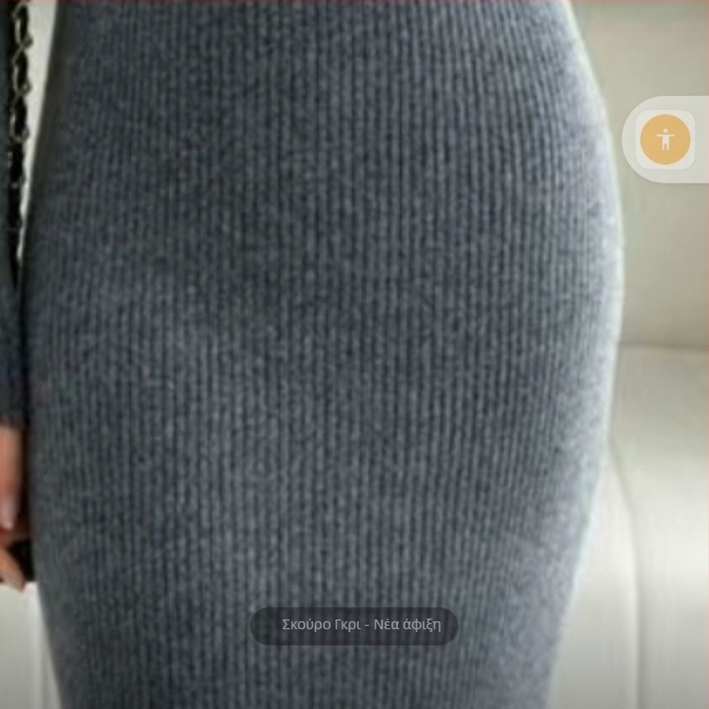 Κασμίρ μακρύ φόρεμα μέχρι το γόνατο, plus size, εφαρμοστό σχέδιο, μακρύ μήκος, πλεκτή μαλλί, χωρίς σιδέρωμα