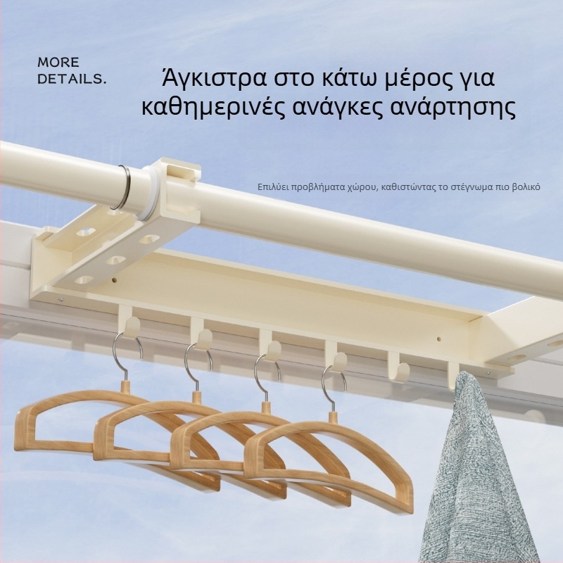 Master Liao τηλεσκοπική επιτοίχια ράγα στέγνωσης ρούχων, χωρίς διάτρηση, για μπαλκόνι, μοντέρνο μινιμαλιστικό σχέδιο