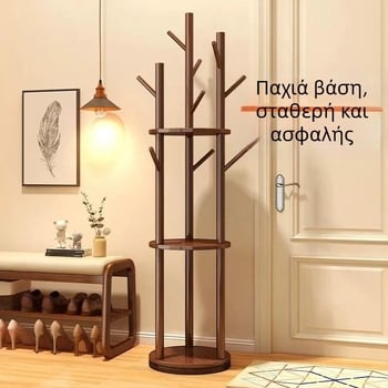 Ξύλινη περιστρεφόμενη κρεμάστρα ρούχων, επιδαπέδια, με 6 επιπέδων, για υπνοδωμάτιο και σαλόνι