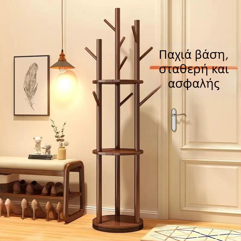 Ξύλινη περιστρεφόμενη κρεμάστρα ρούχων, επιδαπέδια, με 6 επιπέδων, για υπνοδωμάτιο και σαλόνι