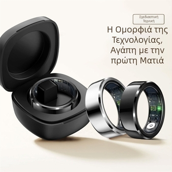 R6 Έξυπνο Δαχτυλίδι με Θήκη Φόρτισης, Αδιάβροχο, Παρακολούθηση Οξυγόνου Αιμοσφαιρικού και Παλμού, Μετρητής Βημάτων