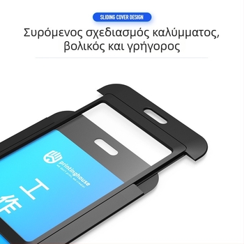 Διπλής όψεως διαφανής πλαστικός θήκη ταυτότητας με λουράκι
