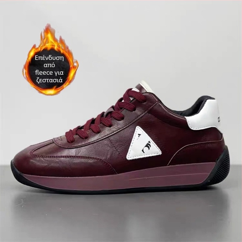 Ανδρικά δερμάτινα casual sneakers με γούνινη επένδυση, άνετα, κομψά, ευέλικτος σχεδιασμός