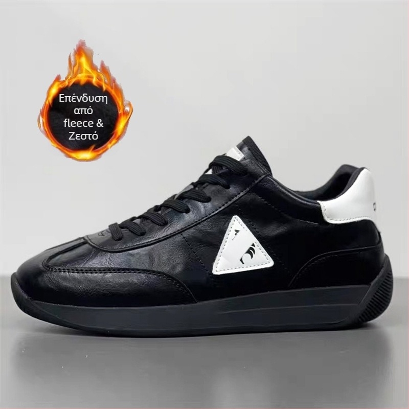 Ανδρικά δερμάτινα casual sneakers με γούνινη επένδυση, άνετα, κομψά, ευέλικτος σχεδιασμός