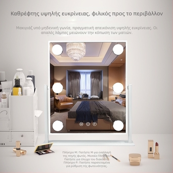 Επιτραπέζιο καθρέφτη μακιγιάζ με LED φωτισμό και έξυπνο φως πλήρωσης