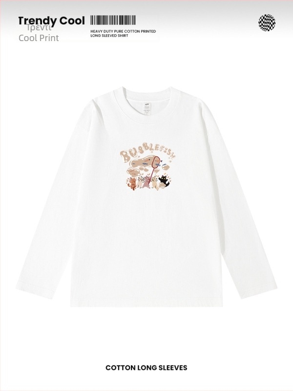 Ανδρική μακρυμάνικη βαμβακερή T‑shirt, χαλαρή εφαρμογή, στρογγυλός λαιμός, φθινοπωρινό casual ρούχο, 2024 έκδοση