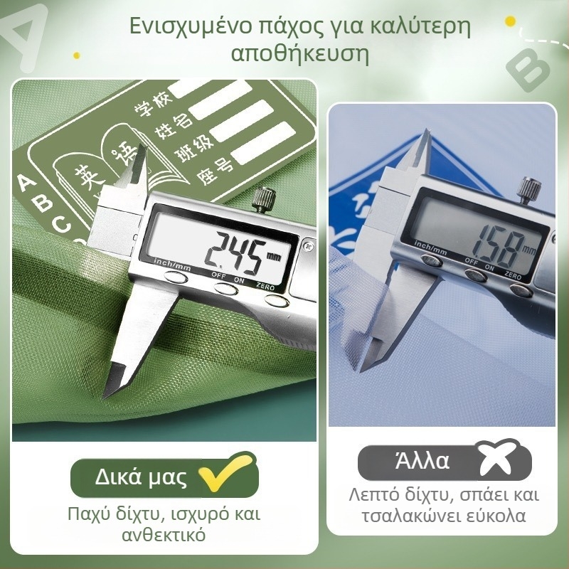 Τσάντες για μαθήματα και έγγραφα, μεγάλης χωρητικότητας, με διαφανές πλέγμα για οργάνωση δοκιμαστικών χαρτιών και μελέτης.