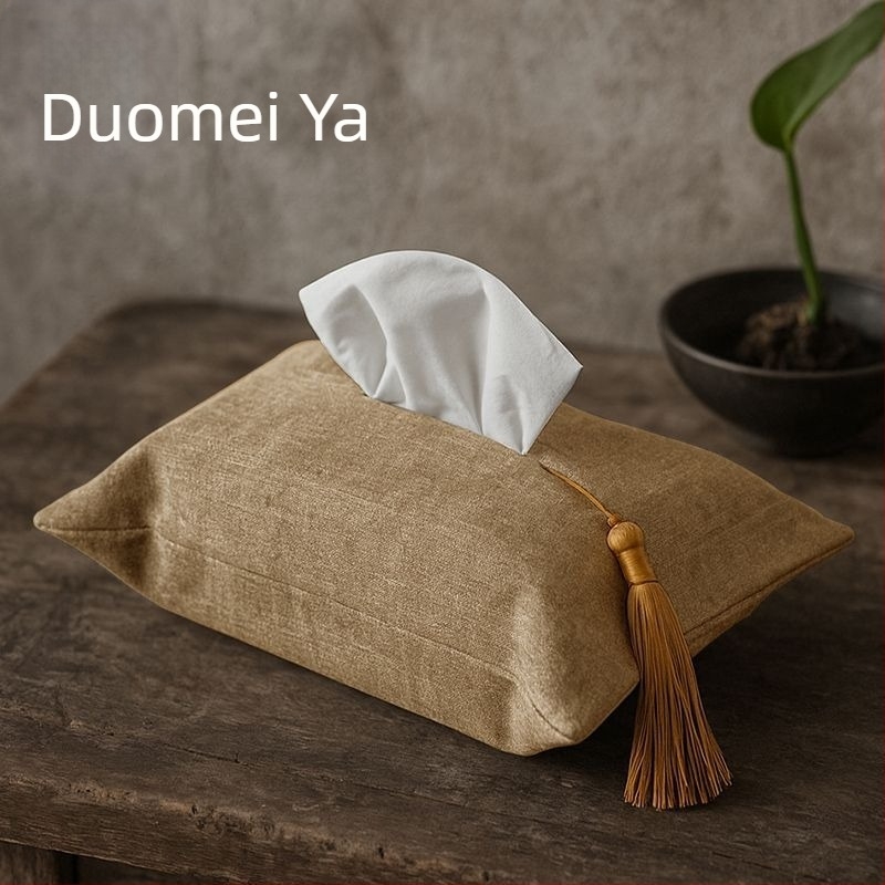 Duomeiya Κουτί χαρτομάντιλων σε νέο κινεζικό στυλ από ύφασμα – απλό και δημιουργικό, για αυτοκίνητο, σαλόνι και τραπεζαρία