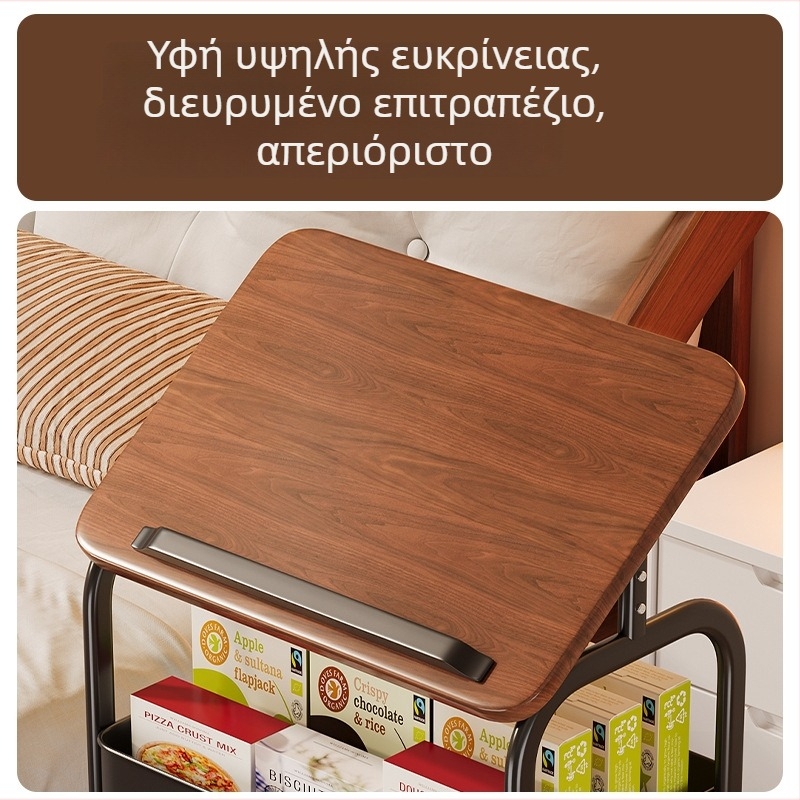Κινητή βιβλιοθήκη-καρότσι με ράφια αποθήκευσης σνακ, φορητή τραπεζάκι για σαλόνι και κομοδίνο, στυλάτο μικρό τραπεζάκι καφέ