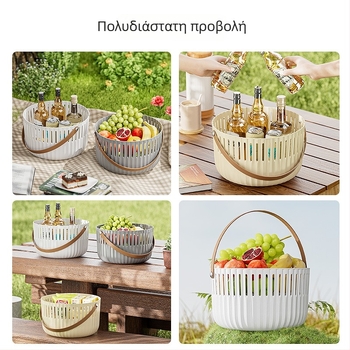 Απλό καλάθι αποθήκευσης σκευών για κάμπινγκ, καλάθι πικνίκ εξωτερικού χώρου, πλαστικό καλάθι αποθήκευσης φαγητών για μεσημεριανό, μικρό καλάθι