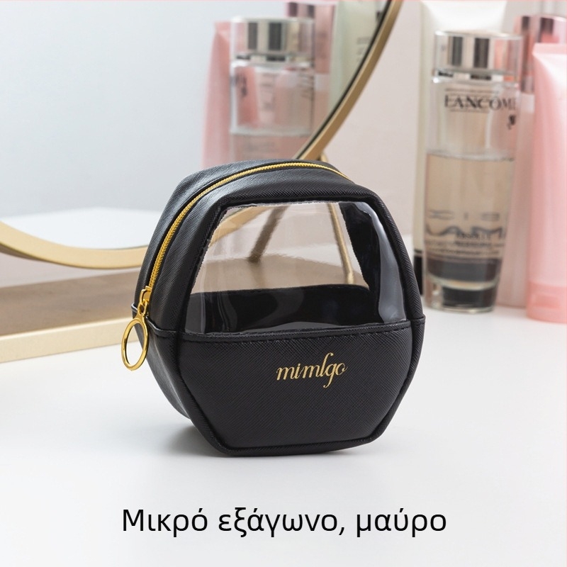 Δερμάτινο PU αδιάβροχο διαφανές τσαντάκι καλλυντικών για ταξίδια – οργάνωση μακιγιάζ