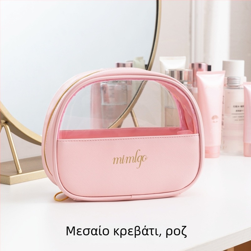 Δερμάτινο PU αδιάβροχο διαφανές τσαντάκι καλλυντικών για ταξίδια – οργάνωση μακιγιάζ