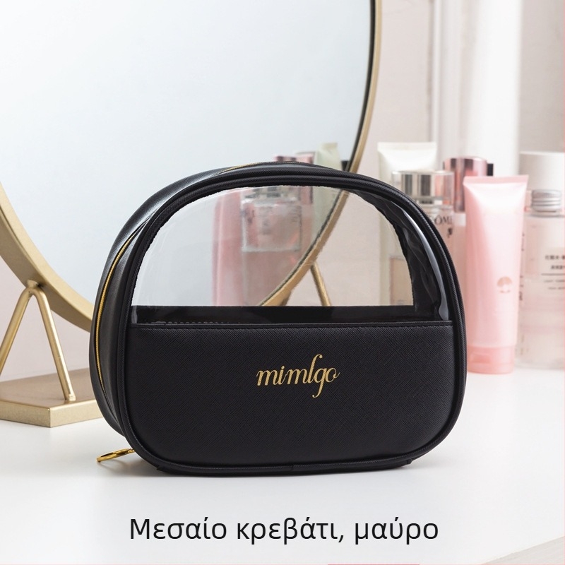 Δερμάτινο PU αδιάβροχο διαφανές τσαντάκι καλλυντικών για ταξίδια – οργάνωση μακιγιάζ